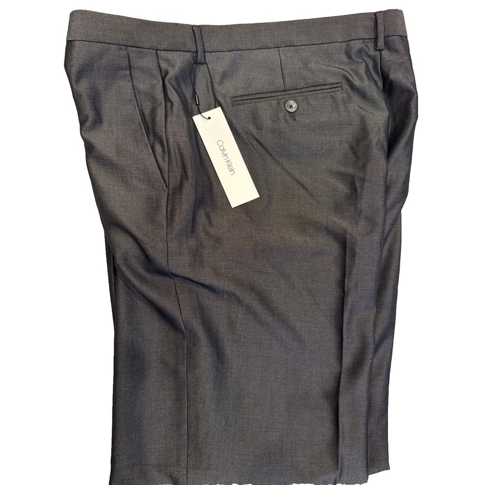 Calvin Klein Dress Slacks Mens 40x32 Black Brand New Flat Front Straight Leg